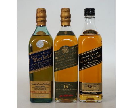 3 JOHNNIE WALKER 20CL
3 bottles.  Johnnie Walker Blue Label; Johnnie Walker Pure Malt 15 Year Old; & Johnnie Walker Black Lab