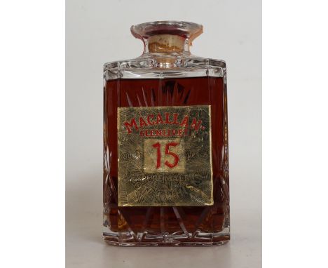 MACALLAN GLENLIVET 15YO - GOLD LABEL EDINBURGH CRYSTAL DECANTER
Single Malt Scotch Whisky. Macallan-Glenlivet 15yo Gold Label