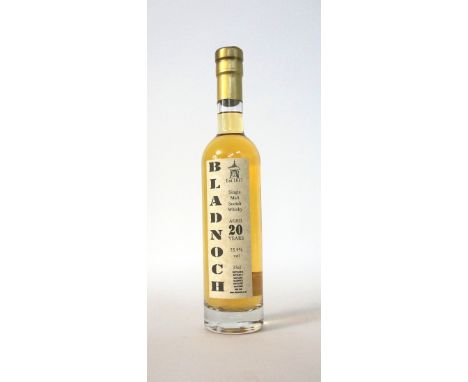 BLADNOCH 20 YEAR OLD
A bottle of cask strength Bladnoch 20 year old single malt scotch whisky.  35cl.  55.9% abv.  In Bladnoc