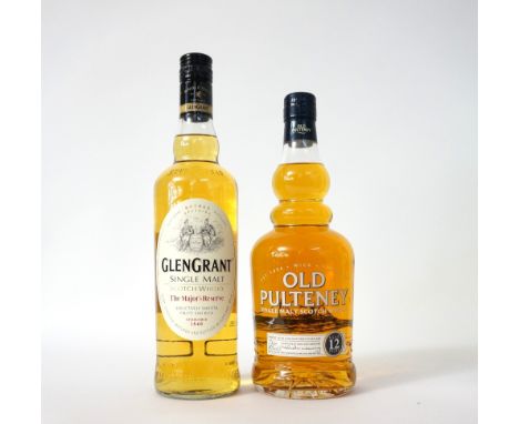 OLD PULTENEY 12YO & GLEN GRANT 
A modern bottle of OLD PULTENEY 12 year old single malt scotch whisky.  70cl.  40% abv.  In o