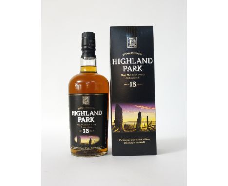 HIGHLAND PARK 18YO
An older bottling of the Highland Park 18 year old single malt scotch whisky.  70cl.  43% abv.  Level mid-