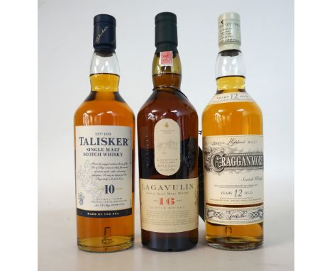 3 CLASSIC MALTS
A selection of single malt scotch whisky from Diageo's Classic Malts selection.  CRAGGANMORE 12 YEAR OLD.  70