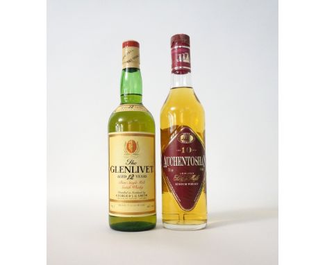 TWO SINGLE MALTS
Two bottles of single malt scotch whisky, comprising:  THE GLENLIVET 12 YEAR OLD.  75cl.  40% abv.  In the o