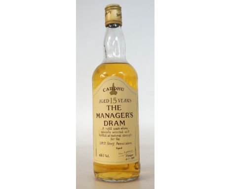 CARDHU 15YO - MANAGER'S DRAM
A nice example of the Cardhu 15 year old single malt scotch whisky bottled in 1989 as part of Th