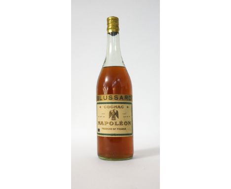 BLUSSARD NAPOLEON COGNAC
A rare bottle of old cognac from circa 1930's.  1 Litre.  65 degrees.  Produced by Godet Freres and 