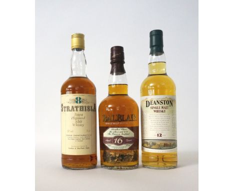 THREE HIGHLAND SINGLE MALTS
A selection of 3 single malt scotch whiskies from the Highland Region, comprising: BALBLAIR 16 YE