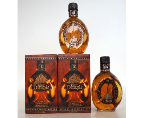 2 SMALL DIMPLES
That would be the bottles not my cheeks.  Dimple 12 year old blended scotch whisky.  375ml.  43% abv.  In ori