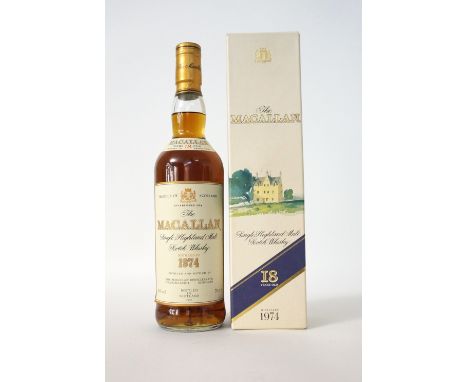 MACALLAN 18YO- 1974
A bottle of the ever popular Macallan 18 year old single malt scotch whisky.  70cl.  43% abv.  Distilled 