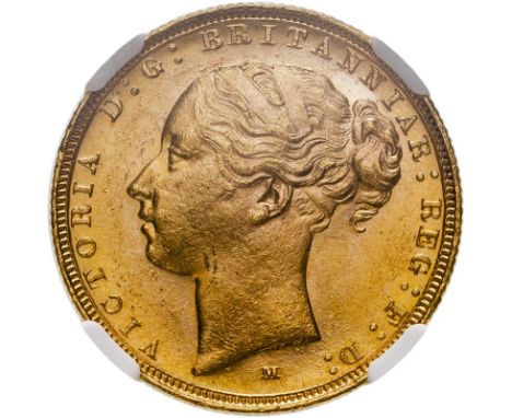 AUSTRALIA. Victoria, 1837-1901. Gold sovereign, 1882 M. Melbourne. St George. Young head left, WW buried in truncation; mintm