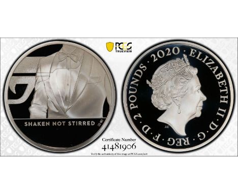 UNITED KINGDOM. Elizabeth II, 1952-. Silver 2 pounds, 2020. Royal Mint. Proof. Issued to celebrate the new James Bond movie '