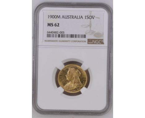 AUSTRALIA. Victoria, 1837-1901. Gold sovereign, 1900 M. Melbourne. Old, veiled bust left, T.B. below; VICTORIA · GRA · BRITT 