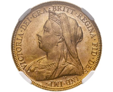 AUSTRALIA. Victoria, 1837-1901. Gold sovereign, 1900 M. Melbourne. Old, veiled bust left, T.B. below; VICTORIA · GRA · BRITT 