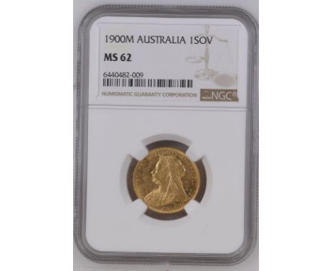 AUSTRALIA. Victoria, 1837-1901. Gold sovereign, 1900 M. Melbourne. Old, veiled bust left, T.B. below; VICTORIA · GRA · BRITT 