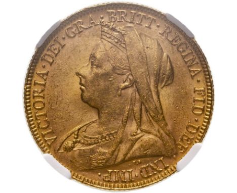 AUSTRALIA. Victoria, 1837-1901. Gold sovereign, 1899 P. Perth. Old, veiled bust left, T.B. below; VICTORIA · GRA · BRITT · RE