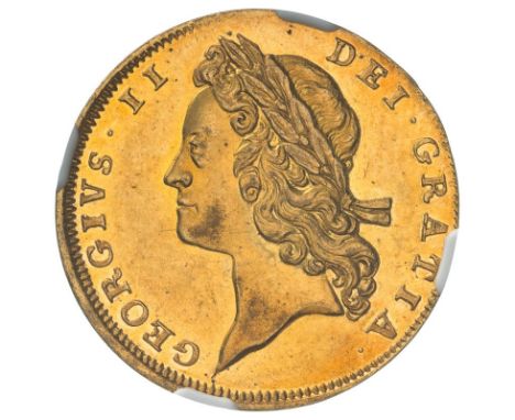 GREAT BRITAIN. George II, 1727-60. Gold Pattern Guinea by Croker, 1729.Laureate bust left; GEORGIVS · II DEI · GRATIA · [Gero