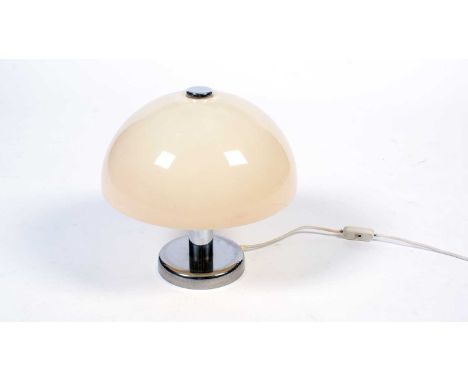 Cosmo Design Ltd: a table lamp, c.1970's, with plastic shade on a chromed base, plastic underside stamped 'Cosmo Design Ltd.,