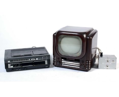 A 1950's Bush television receiver Type TV22, with 8" screen in art-deco-style bakelite case; with external demodulator; toget