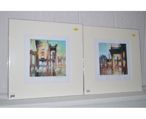 Limited edition signed colour prints, after Peter Collins - "Outside The Theatre Royal" and "First Night, Theatre Royal", sig