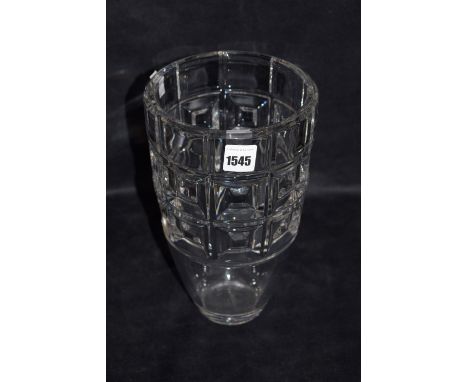 A Rosenthal "Classic" cut glass tapered vase, square decoration to body.