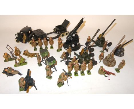 Britains neatly repainted or converted, some recast, Second World War Anti-Aircraft Guns and Equipment Underslung Lorry with 