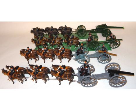 Royal Field Artillery collar harness, two Lancer Gun Teams with six seated men in original boxes (E, boxes VG), and two other
