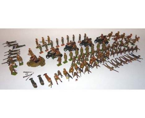 Britains First World War neatly repainted some converted four Motorcycle Machine Guns British Infantry firing and machine gun