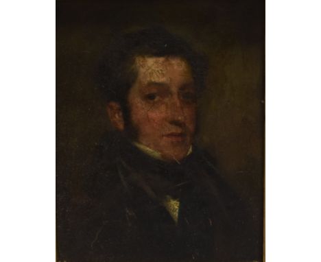 ENGLISH SCHOOL Portrait of a Genntleman Oil on panel 18cm x 14cm Optimistically inscribed verso 'Dunthorne by Constable' Cond