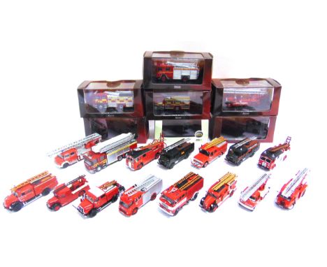 NINETEEN 1/76 SCALE ATLAS EDITIONS &amp; OTHER DIECAST MODEL FIRE APPLIANCES  most mint or near mint, seven boxed or with box