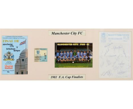 FOOTBALL - AUTOGRAPHS, MANCHESTER CITY  A 1981 F.A. Cup Finalists montage, comprising seventeen original signatures on Club h