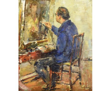 JAN KORTHALS (DUTCH, 1916-1972) Portrait of the artist Oil on board Signed and dated lower right, label verso 59cm x 48cm Con