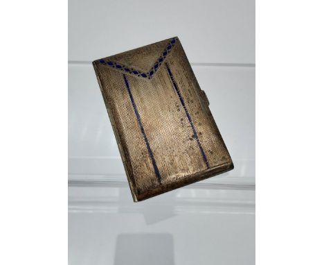 A Nice example of a white metal and enamel art deco cigarette case stamped Metal Blanc. [8x5cm] 