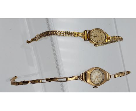 A Vintage ladies 9ct gold case and strap Bentima Star cocktail watch together with a Rotary Quartz watch 