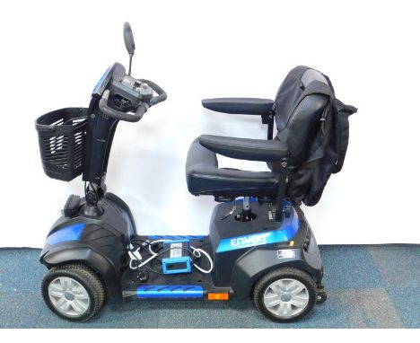 A Drive Envoy blue mobility scooter, serial no VP021955, with battery.