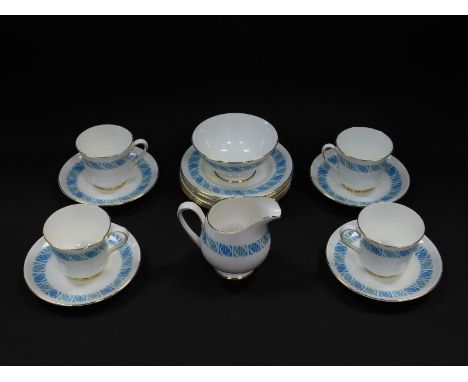 A Royal Tuscan porcelain part coffee service decorated in the Contessa pattern, comprising cream jug, sugar basin, four cups,