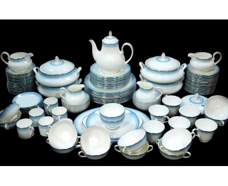 A Royal Doulton porcelain dinner tea and coffee service, decorated in the Lorraine pattern, comprising pair of oval meat plat