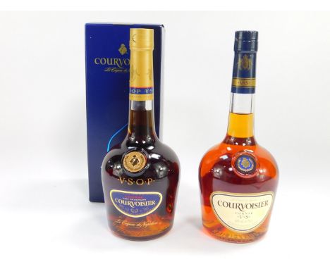 A bottle of Courvoisier Cognac, VSOP, 70cl boxed, and a further bottle of Courvoisier Cognac, VS 70cl, unboxed. (2)