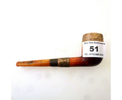 SILVER RIMMED PIPE APPROX L: 5"