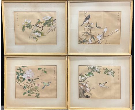 Chinese School (first half 20th century)Bird on a Blossoming Branchinscribed, red seal mark, watercolour and gouache on silk,