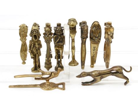 Nutcrackers - various cast brass lever action, mostly novelty, first half 20th century 