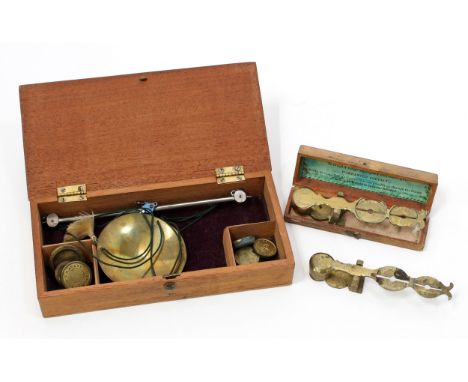 Coins and Numismatics - a set of 19th century brass pocket scales, the Improved Sovereign Balance, by Harrison, Birmingham, 1