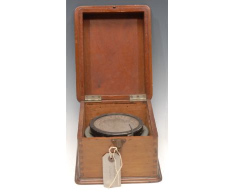 A type P8 aircraft compass, No.CA130/43, the dial 11.5cm diam, mahogany box 