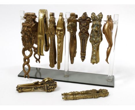 Nutcrackers - various cast brass lever action, mostly novelty, first half 20th century 