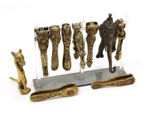 Nutcrackers - an early 20th century novelty lever-action nut cracker, cast as an Indian elephant and rider, 18.5cm long, Rd. 