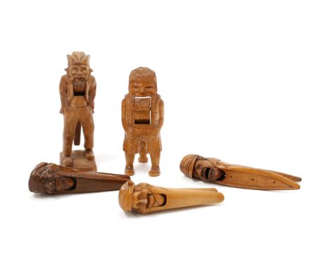Nutcrackers - a Continental novelty lever-action nut cracker, carved as a bearded gentleman, he stands, with hands in pockets