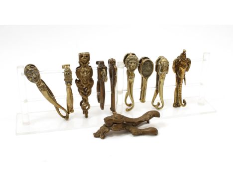 Nutcrackers - various cast brass lever action, mostly novelty, first half 20th century 