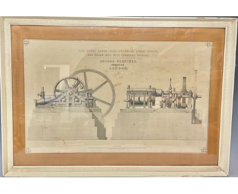 The Industrial Revolution - a monochrome print, Ten Horse Power High Pressure Steam Engine and Sugar Mill with Compound Geari