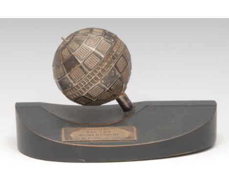 Technology History - Satellite Communication and Television - a mid-20th century silver plated desk model, of Telstar 1, the 