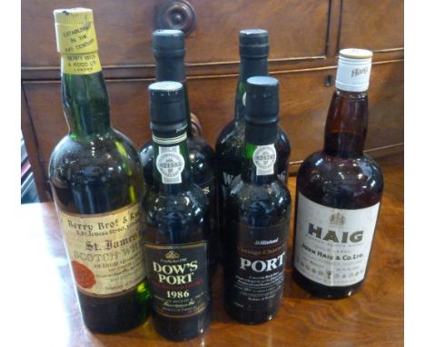 One Bottle of Cockburns Fine Ruby Port, together with three other bottles of port and two bottles of whisky 