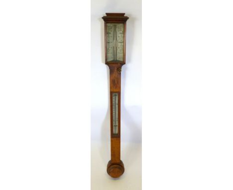 A 19th Century Oak Cased Stick Barometer by Grasemenn, The Strand, London, 95 cms long