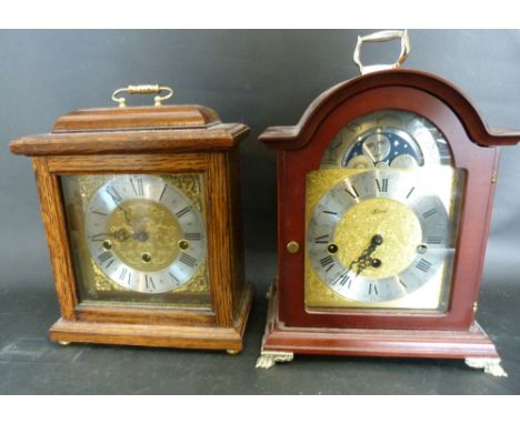 A Mahogany Cased German Bracket Clock in the 18th Century style by Franz Hermie with moon phase movement together with anothe